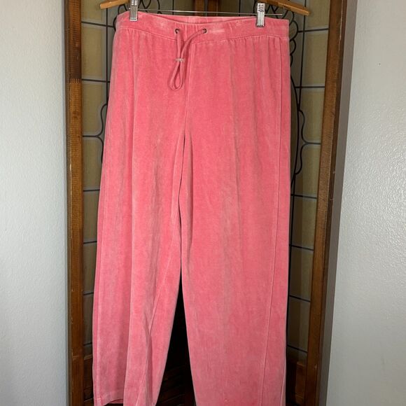 Talbots Pants - Talbots Petite Vintage Pink Velvet Drawstring Straight Leg Plants Size L